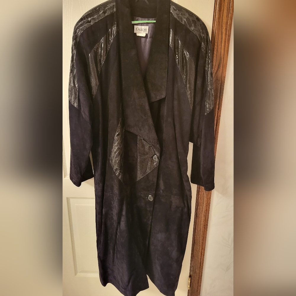 Long black leather jacket